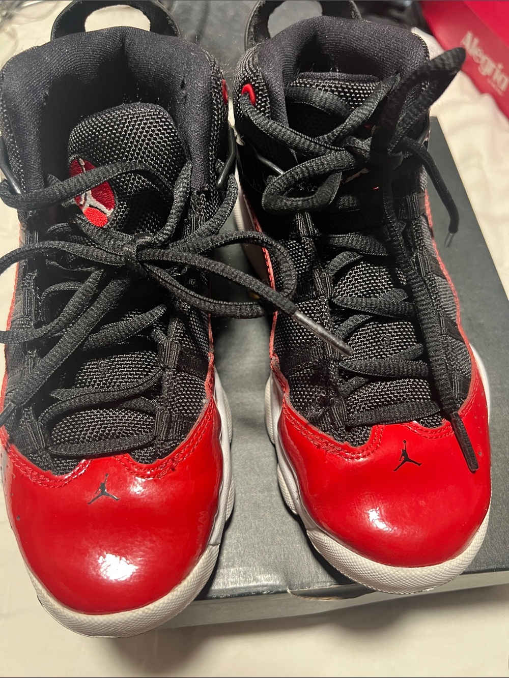 Jordan Kids' Black and Red Patent Leather Sneakers